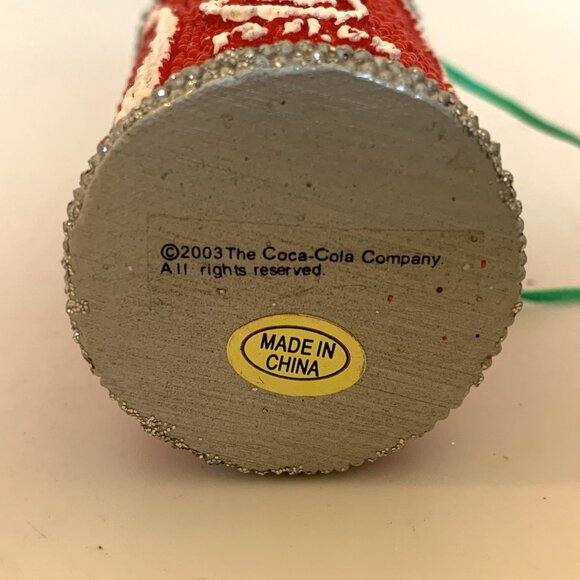 4 Coca-Cola Glitter Ornaments Diner Coke Can Bottle Cap Polar Bear Christmas Vtg - Picture 13 of 13
